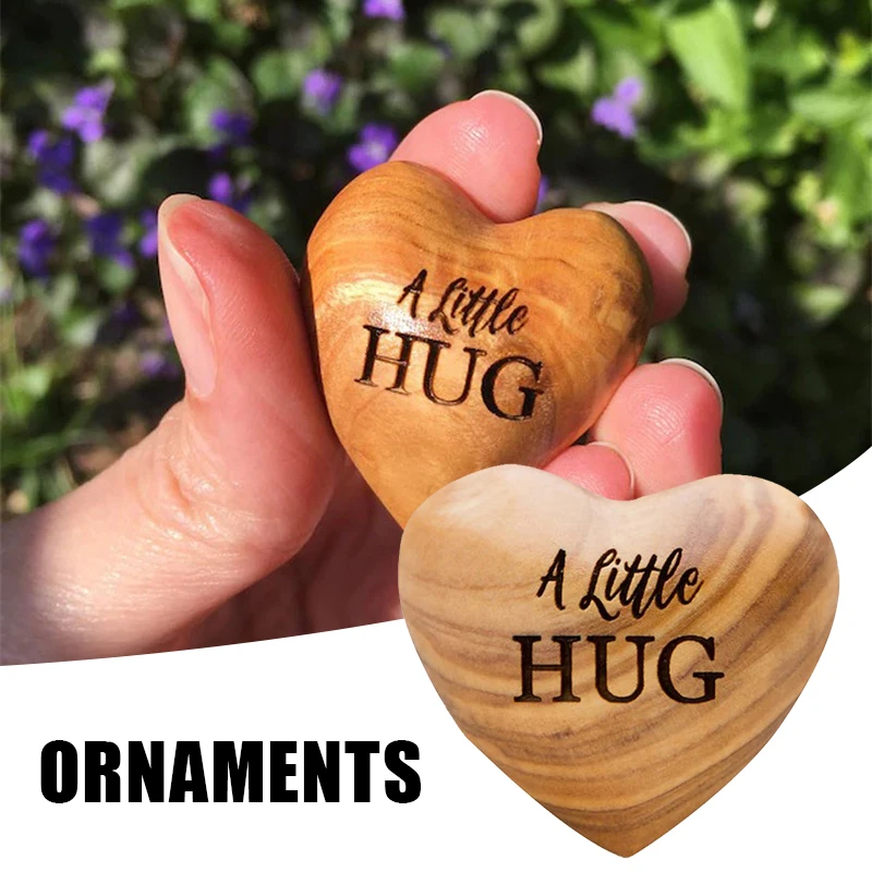 

Heart-Shape Ornament Personalized Wooden Crafts Simple Valentine's Day Decoration for Home Office Bedroom HANW88