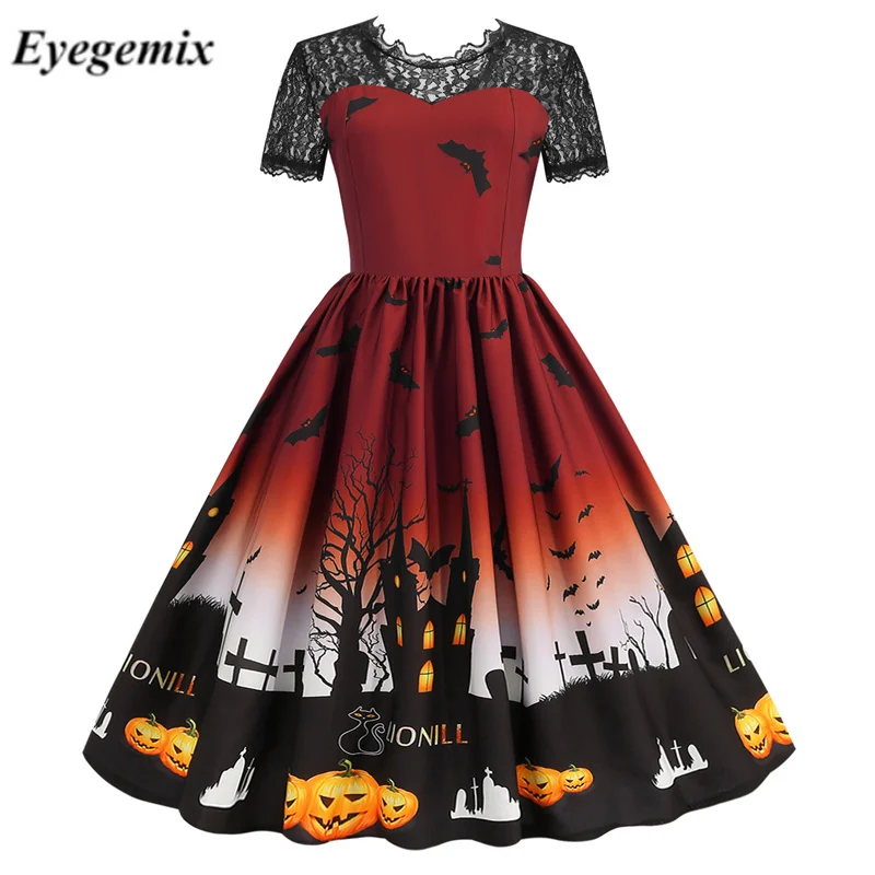 Женский костюм для Хэллоуина вечерние жевное винтажное платье с коротким