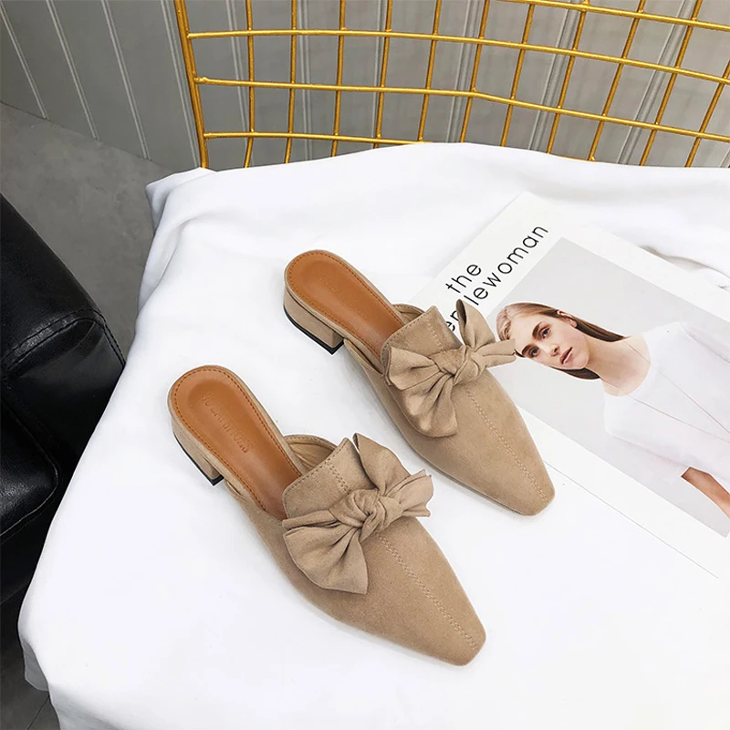 Тапочки на низком каблуке модельная женская обувь дизайнерские шлепанцы Модные