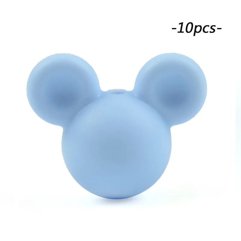 pastel blue LOFCA силиконовые бусины Микки 10 шт Детские бусины для прорезывания зубов жевательные продукты пищевого силикона BPA бесплатно Соска-подвеска для изготовления ожерелья - Цвет: pastel blue
