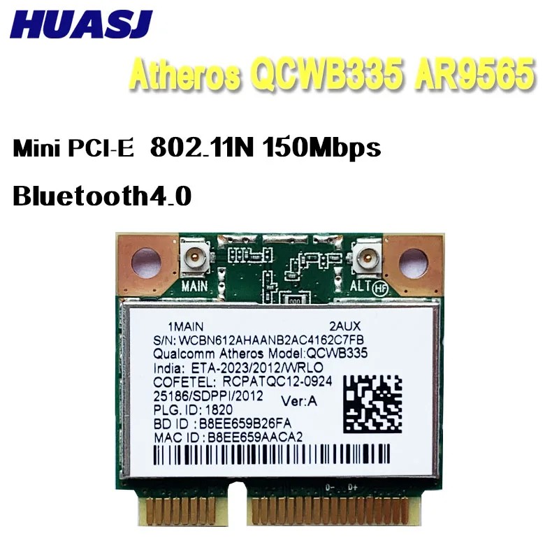 Беспроводная Wi-Fi карта Huasj Atheros AR9565 QCWB335 150 Мбит/с + BT4.0 Mini pci-express WLAN