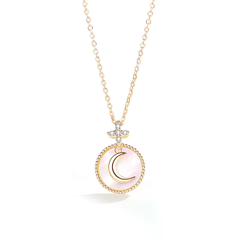 

New Design Star and Moon Necklace Female Rose Gold Net Red Fritillary Clavicle Chain Niche Temperament Pendant Banquet Jewelry
