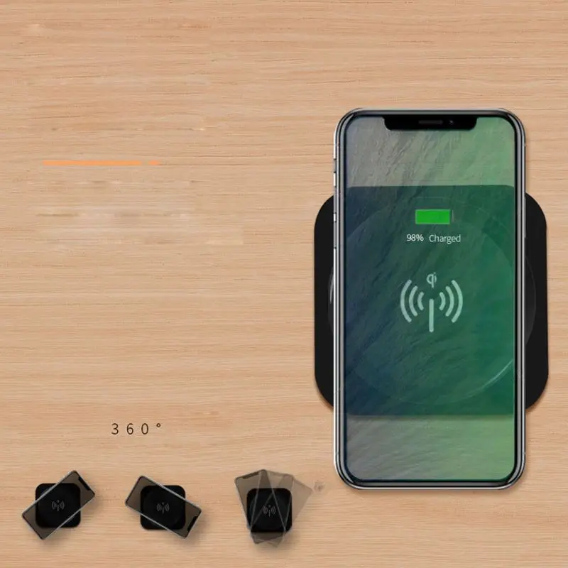 

2020 Popular Universal Qi Wireless Charger Furniture Office Hidden Mounted Embedded Table Fast Charging Pad for iPhone Cellphone