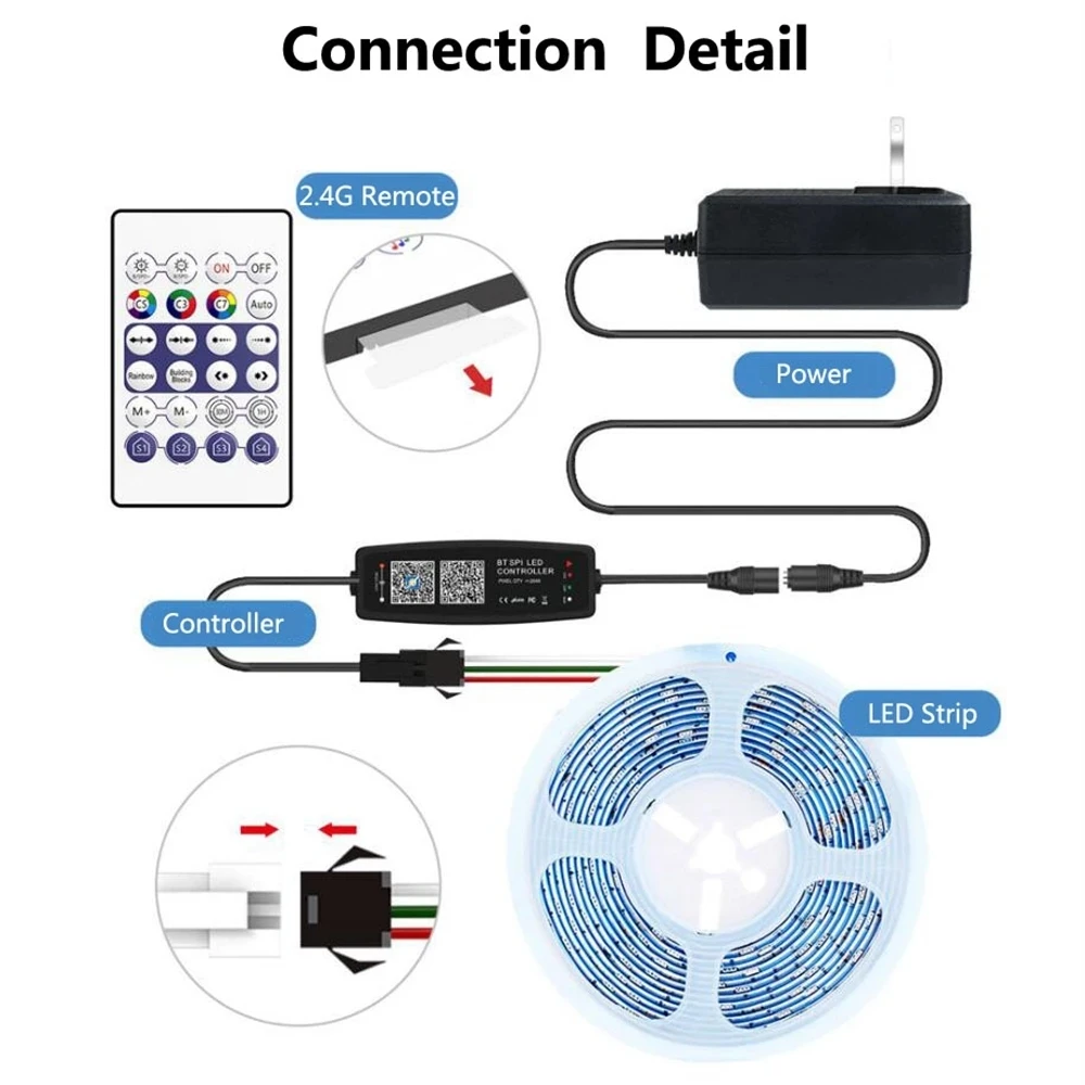 WS2812B LED Controller Bluetooth Music For SK6812 WS2811 WS2812 Pixel Strip Light APP 24/28Keys Remote DC5-24V | Освещение