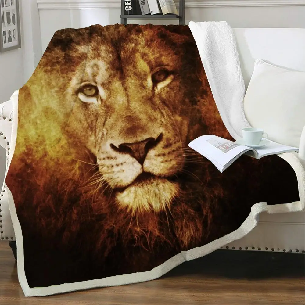 

NKNK Lion Blankets Animal 3D Print Flame Blankets for beds Harajuku Bedding Throw Street Bedspread for bed Sherpa Blanket Animal