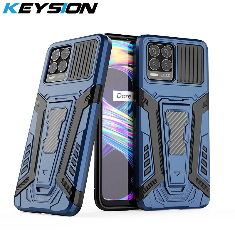 keysion shockproof armor case for realme 8 8 pro stand phone back cover for oppo a94 5g f19 pro plus reno 6 pro 5 lite 5f 5z free global shipping