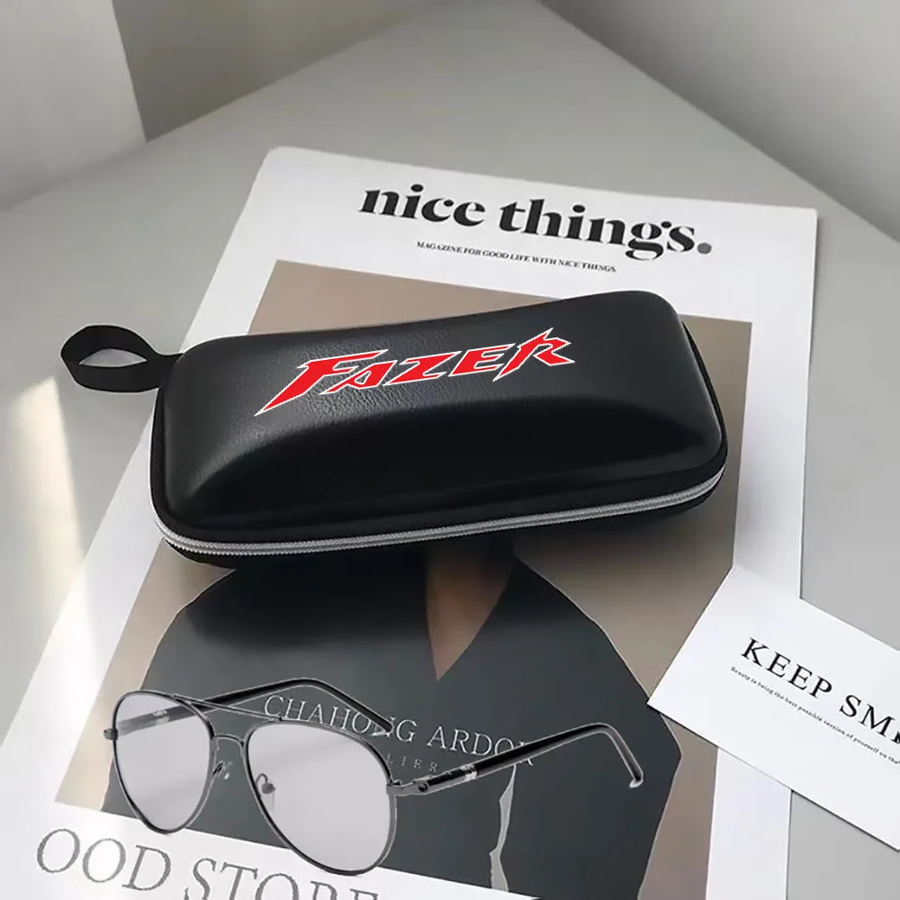 

For yamaha FZ1 FZ1S FZ1N FAZER FZ6 S2 FZ8 FZ8N FZ8S FZ8 FAZER XJ6 Black leather printing logo glasses Case sunglasses Case Box
