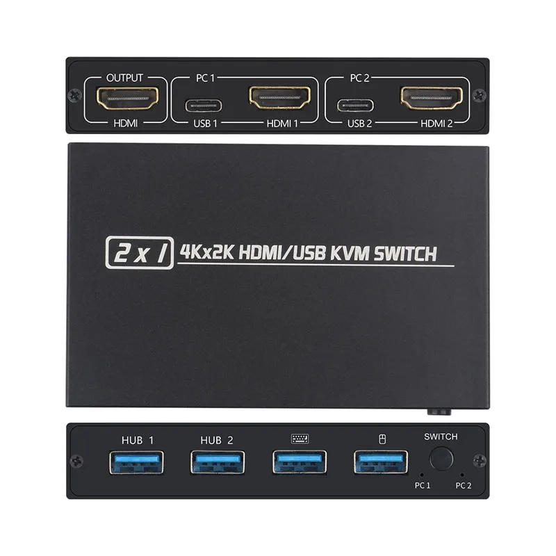 HDMI KVM переключатель 4 Порты и разъёмы 4K USB коммутатор VGA PLC сплиттер для совместного