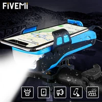 FIVEMI LED Bike Light Front USB Rechargeable Solar Horn Phone Holder Cycling Lamp Flashlight For Bicycle Light Lantern