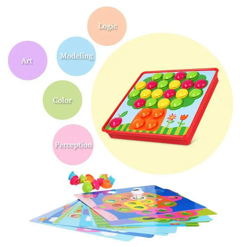 Кнопка искусство цвет соответствия Pegboard головоломки Обучающие Игрушки для