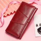 Кошельки RFID для женщин, удлиненный Дамский бумажник из натуральной кожи в стиле ретро, чехол для телефона с кармашком для мелочи, кредитница, клатч