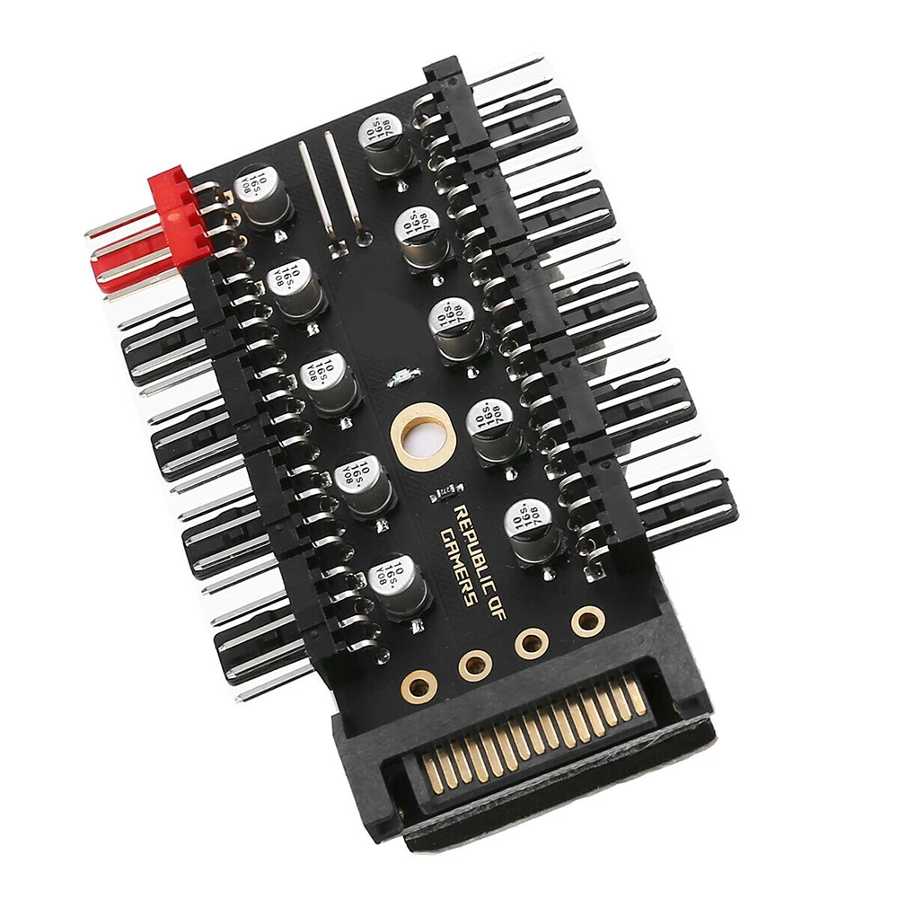 

1 To 10 Way Speed Controller PWM Self Adhesive Parts Adapter Splitter Cooling Fan Hub Motherboard Computer Accessories 4 Pin