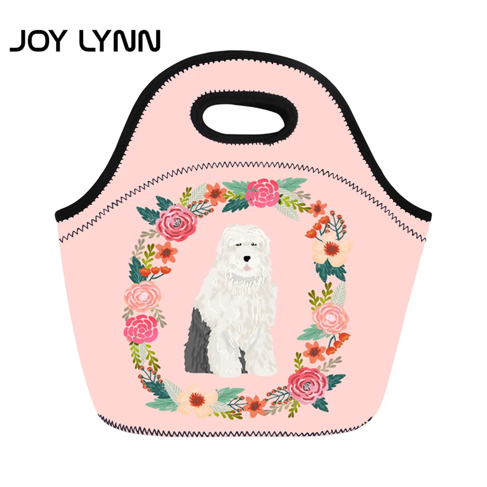 

JOY LYNN Cute Cartoon Dog Pattern Neoprene Lunch Bag for Women Waterproof Insulated Food Box Kids Snacks Tote Bag arm Meal Purse