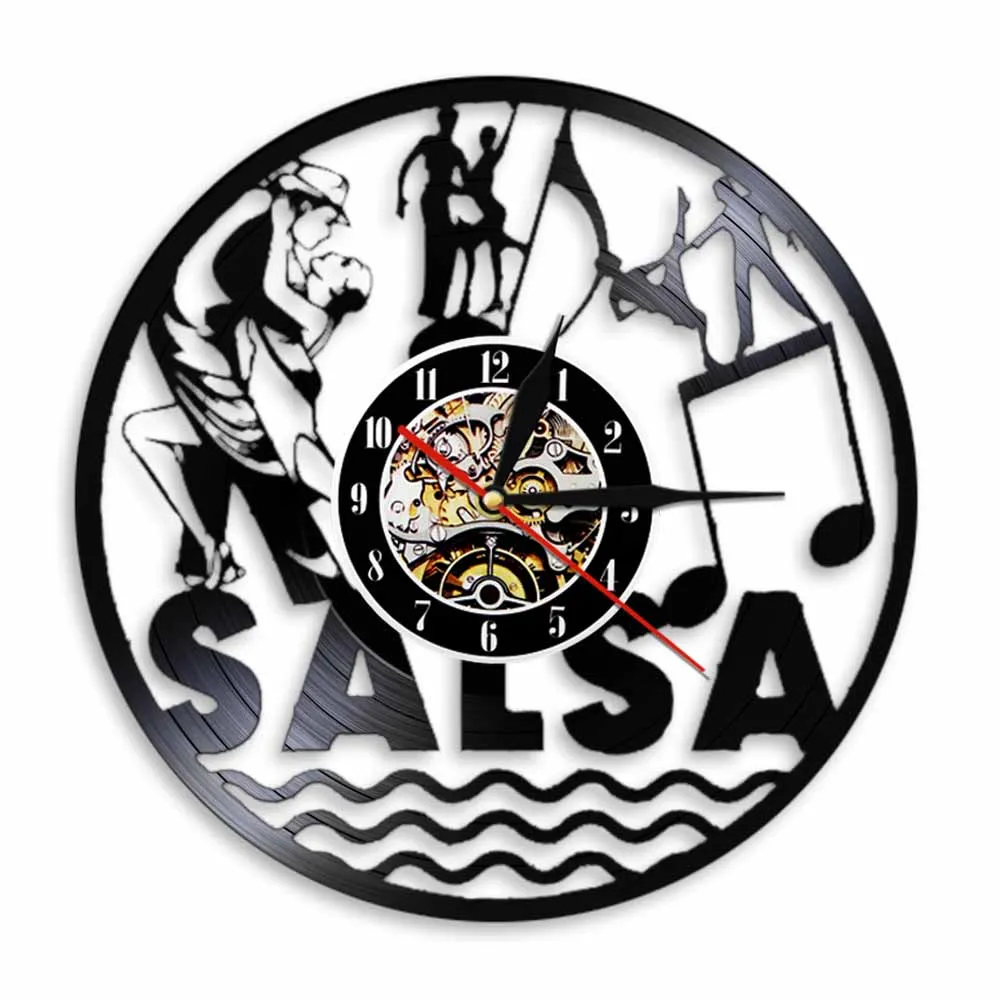 Salsa Dancers Inspired Vinyl Record Wall Clock Latin American Dance Music Retro CD Disc Wall Clock Dancing Wall art Home Decor