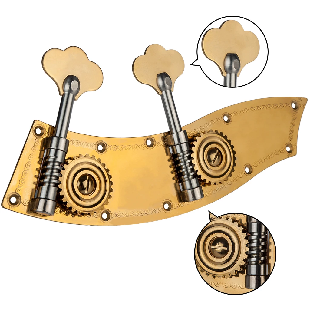 2pcs/1set 1/8 Upright Bass Dual Tuner Set Machine Bass Pegs 1/8 Double Bass Tuning Pegs Head Winder Pegs Double Bass Accessories