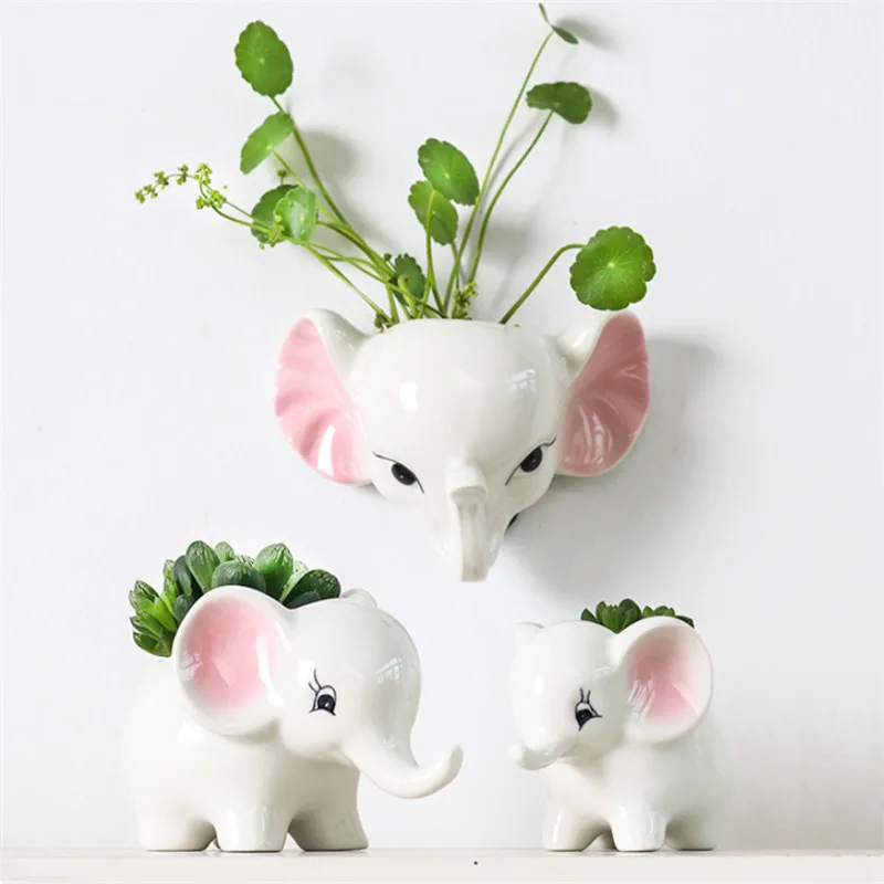 Мультяшные цветочные горшки с милым слоном суккулентное растение керамический