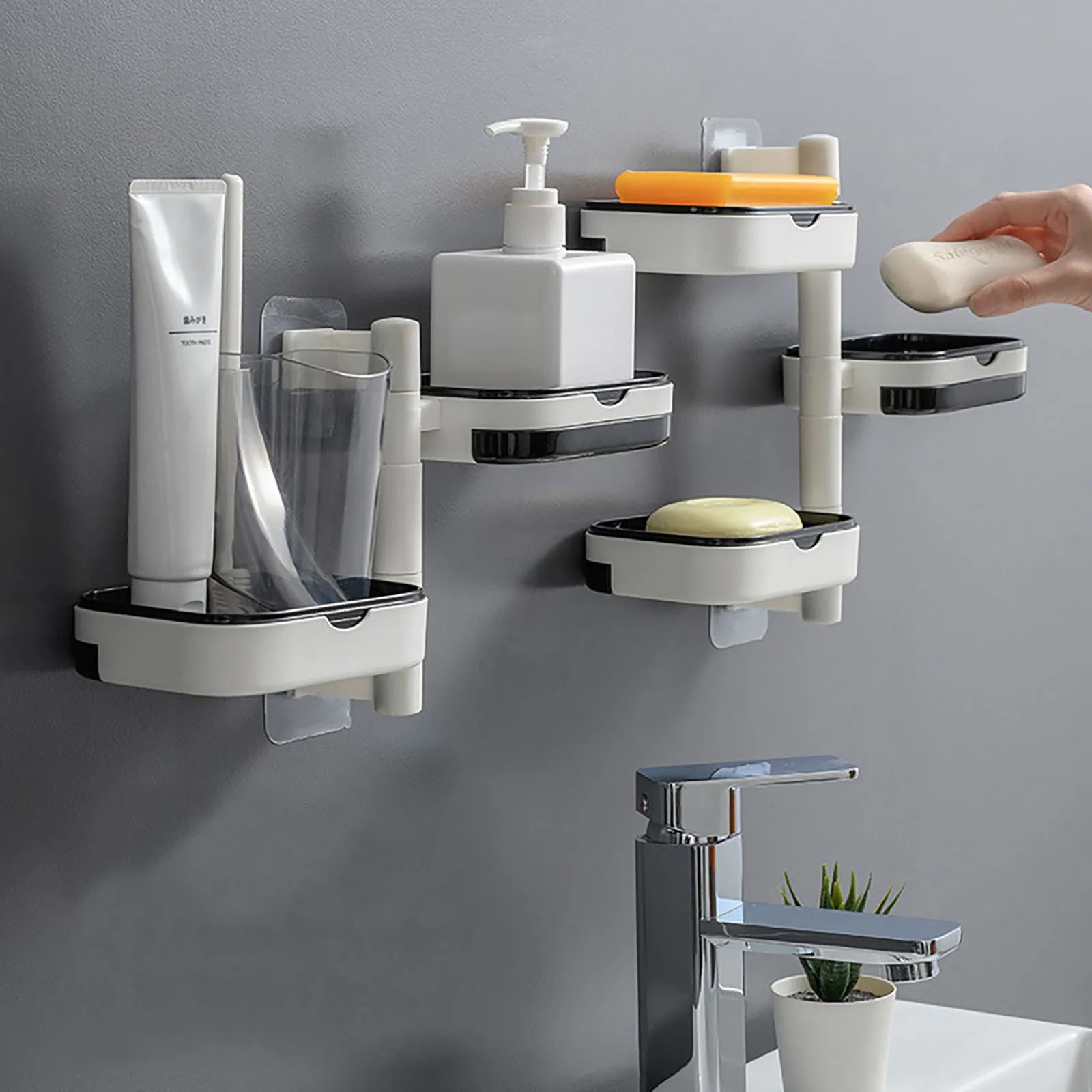 

Bathroom Accessories Rotating Drain Soap Box Bathroom Wall Hanging Soap Box Bathroom Non-Perforated Soap Holder Bathroom Shelf
