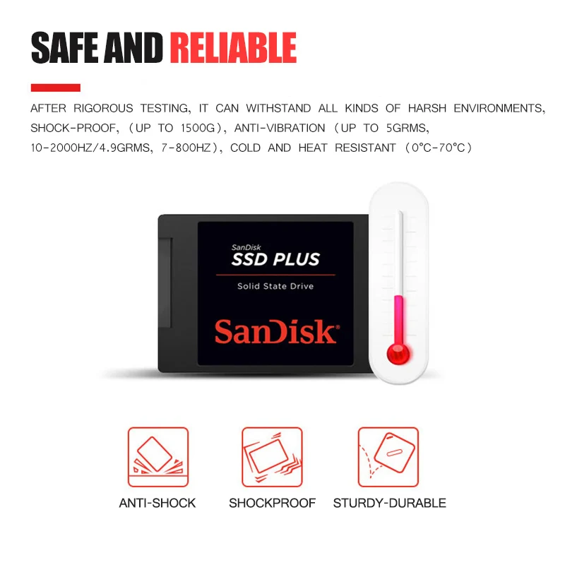 Оригинальный Жесткий Диск Sandisk 120 ГБ SSD Plus Внутренний твердотельный накопитель 240