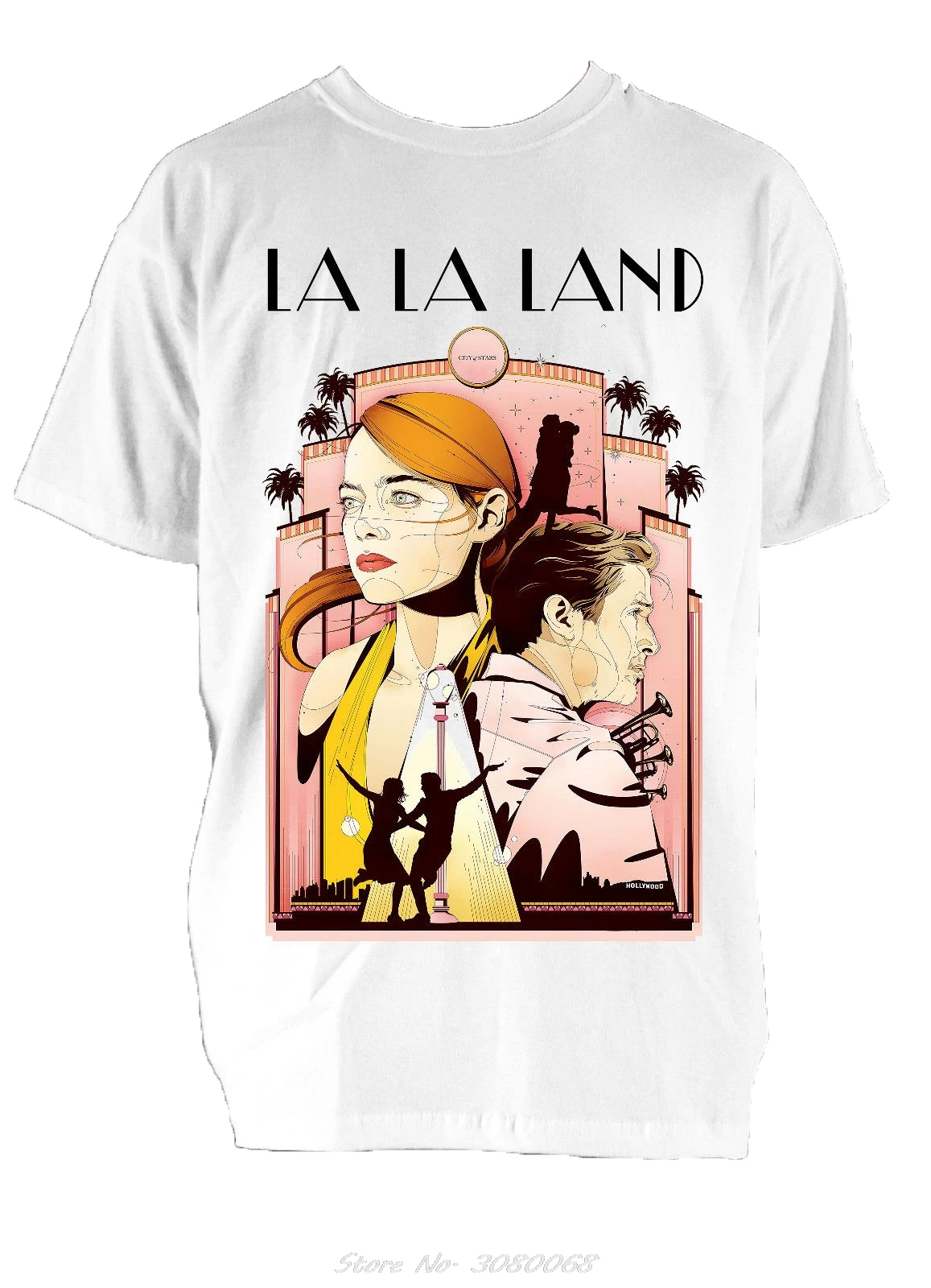 LA LAND Movie Poster Ver Ryan Gosling Emma Stone Футболка белая хлопковая футболка с короткими