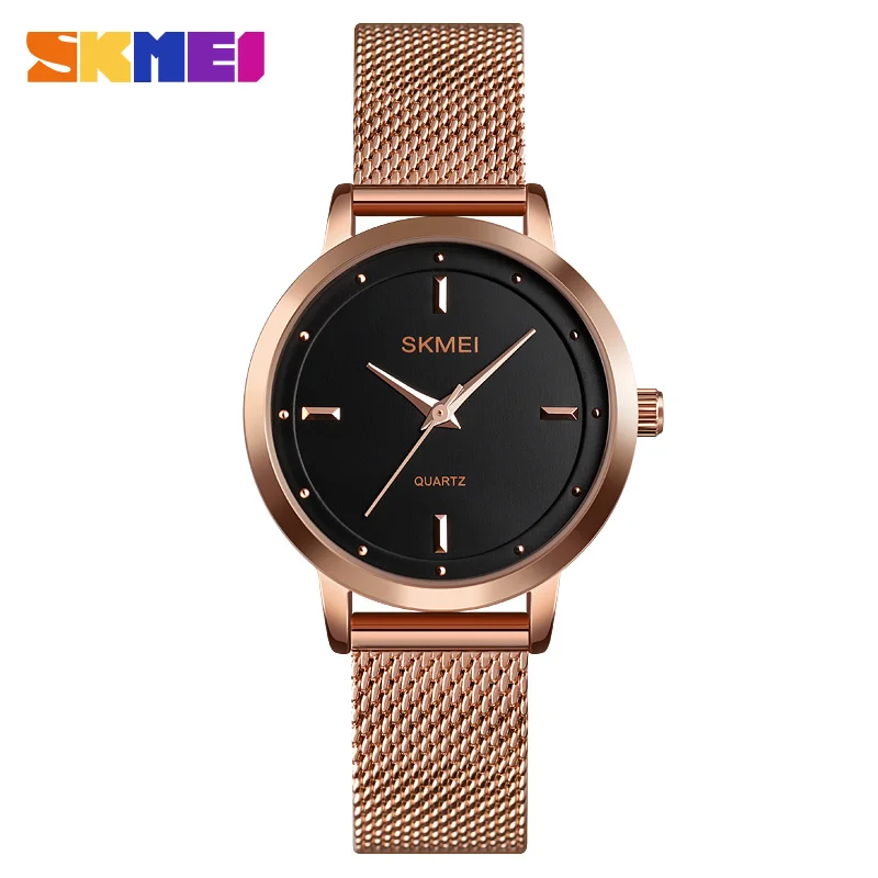 Женские кварцевые часы SKMEI Элегантные наручные из нержавеющей стали с ремешком