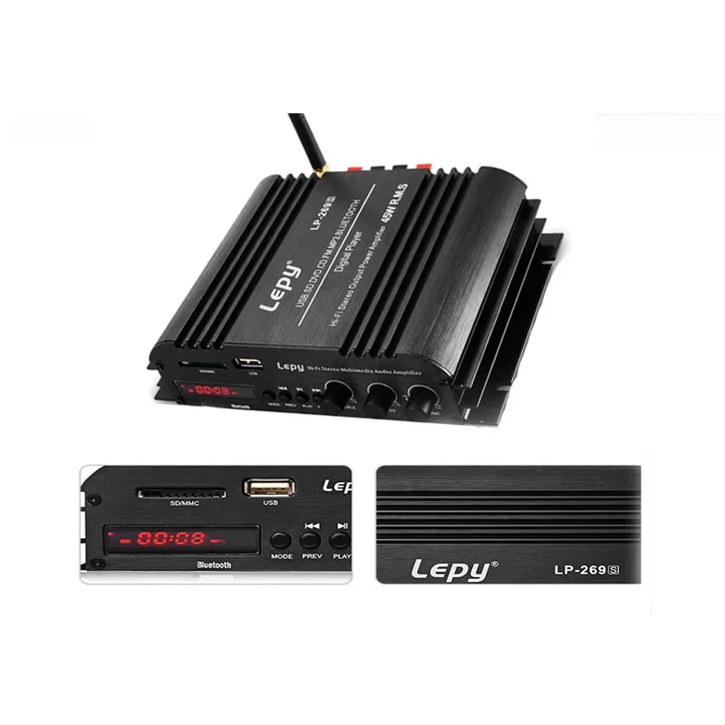 Цифровой плеер Lepy с Bluetooth без адаптера Hi-Fi стереозвук 2 канала 45 Вт поддержка SD USB FM