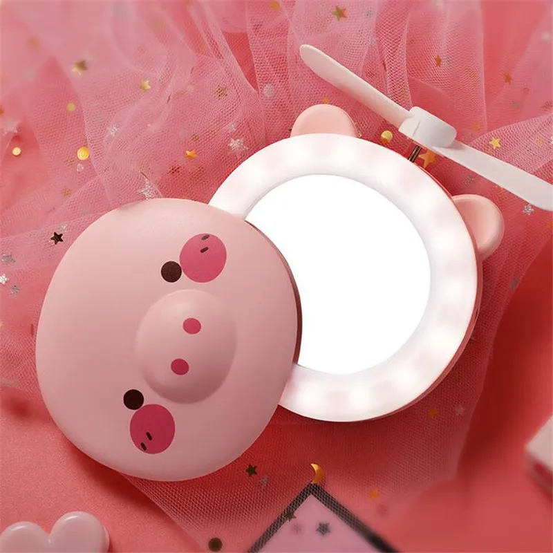 USB мини вентилятор портативный зеркальный со светодиодной подсветкой ручной |