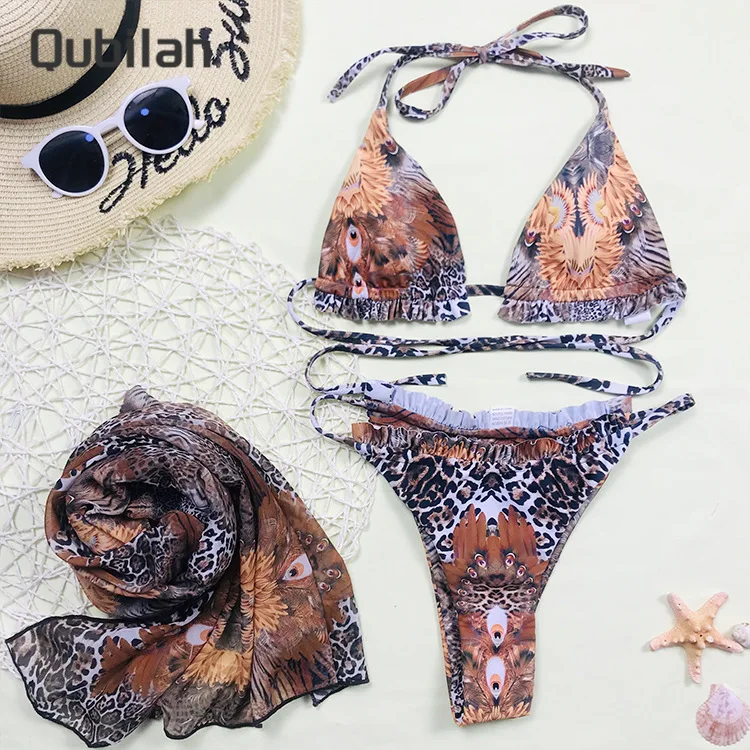 

Bikini 2021Leopard Print Sexy Swimwear Brazilian Swimsuit Women Push Up Bathing Suit Female Summer Beachwear Biquini Three-piece