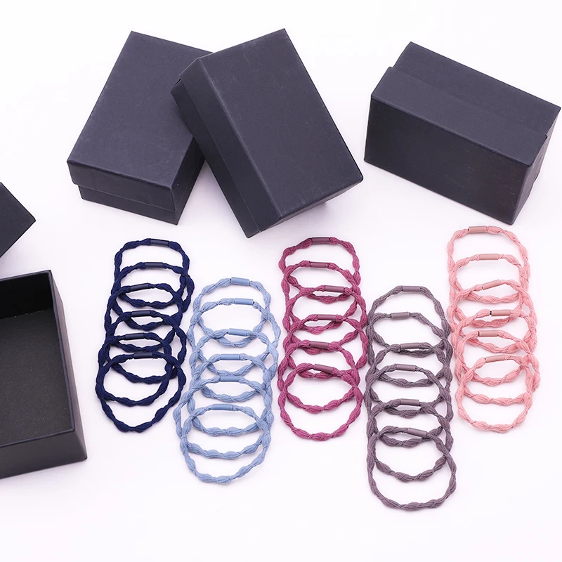 1 комплект элегантные цветные базовые резинки для волос в коробке фиксации