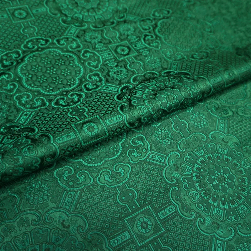 

Green damask silk satin brocade jacquard fabric costume upholstery furniture curtain clothing material