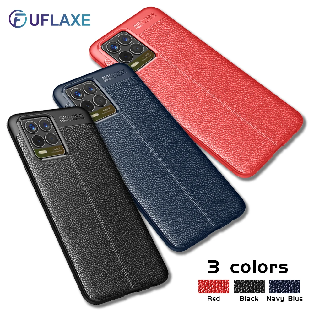 

UFlaxe Soft Silicone Shockproof Case for Realme 7 8 Pro 5G Litchi Texture Ultra-thin Cover Realme 7i X7 Pro Max Ultra
