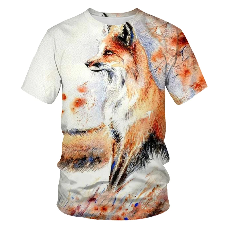

Summer new fashion men's T-shirt comfortable casual fox and wolf 3D printing short-sleeved outdoor clothing XXS-6Xl