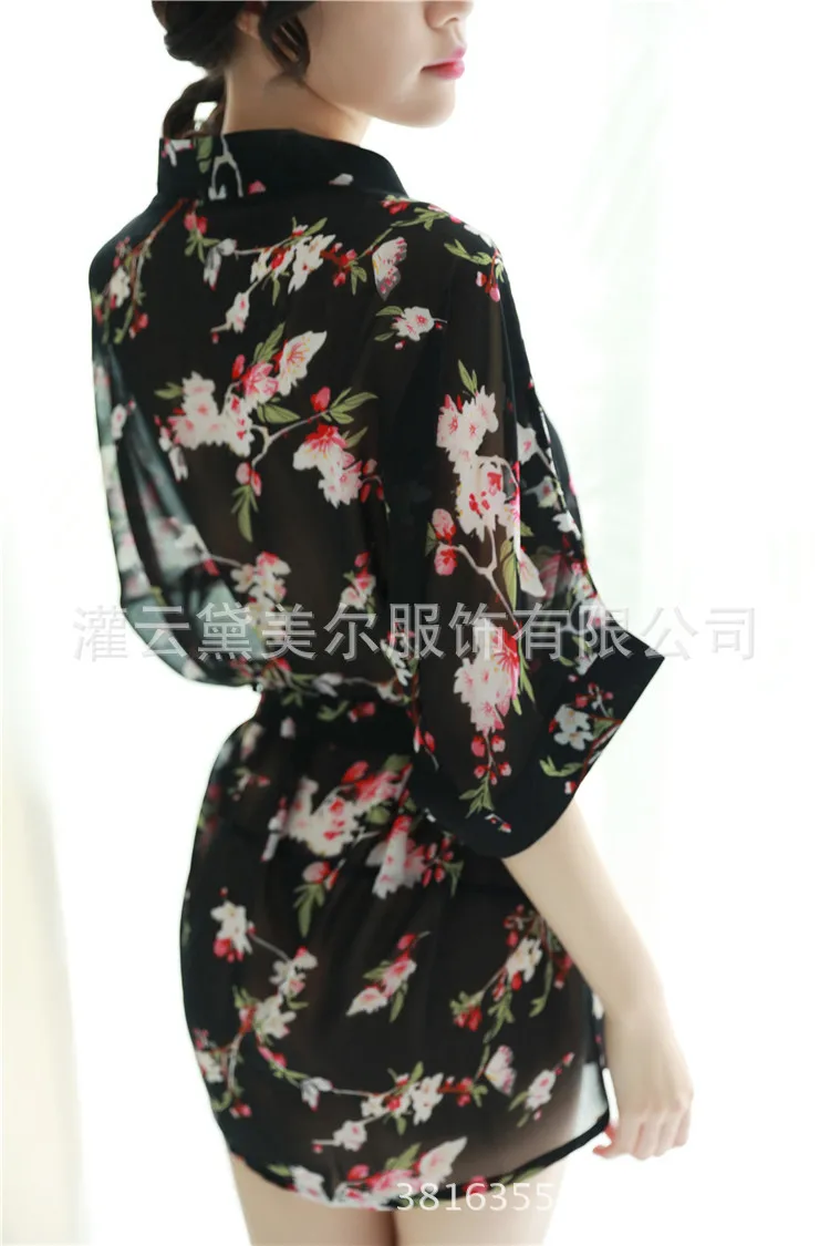 

Japanese Kimono Dress Cosplay for Women Sleepwear Yukata Sexy Pajamas Print Silk Japan Clothing
