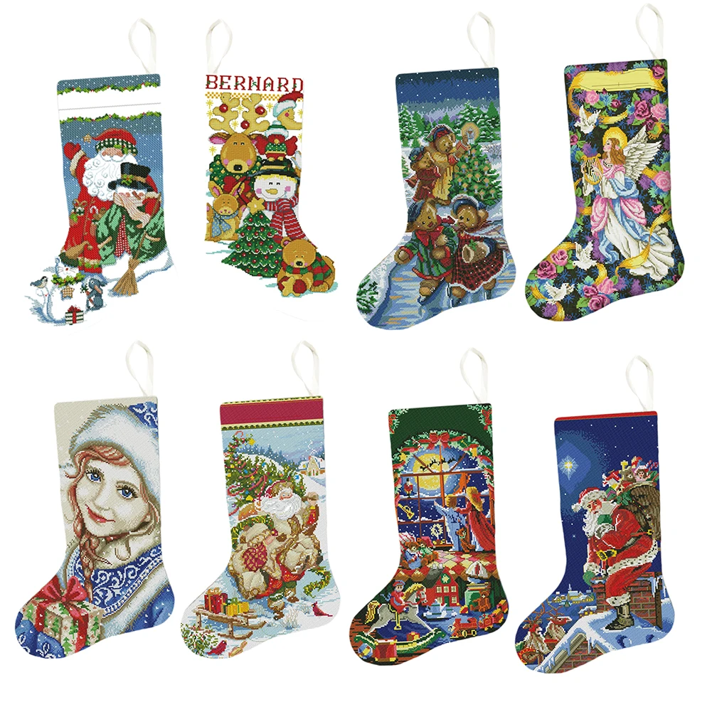 Embroidery Christmas Stockings Complete Kit Gifts Full Mosai