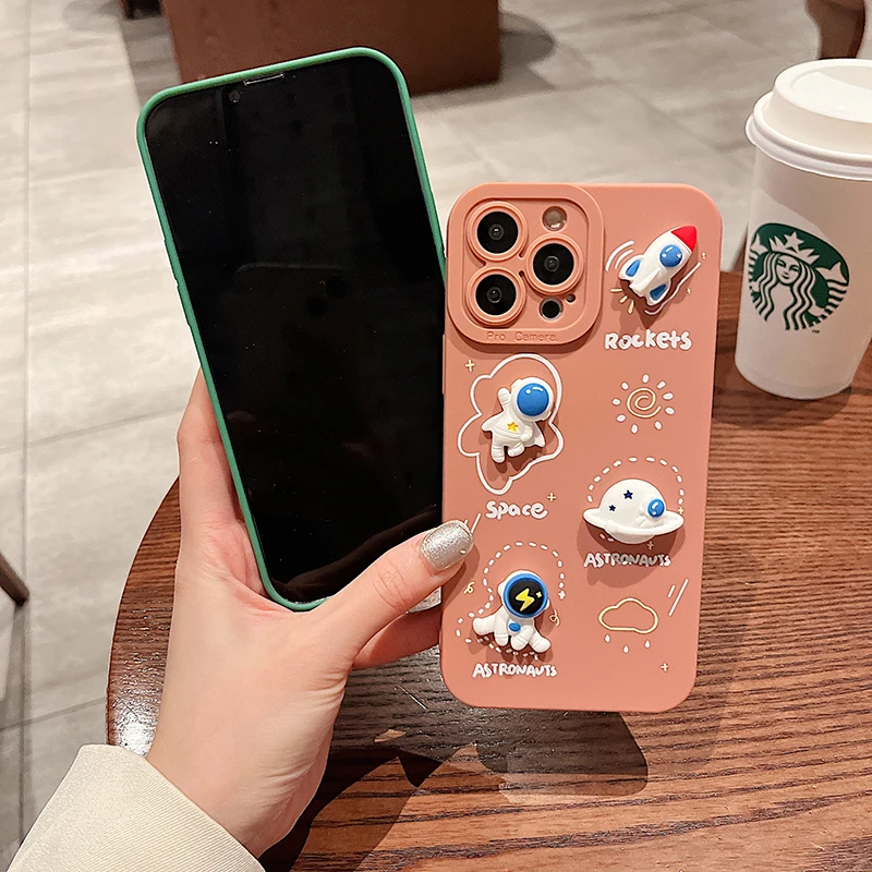 luxury 3d cartoon astronaut phone case for xiaomi mi 12 pro 11 lite 11t 10t 11i poco f3 redmi k50 10 note 11 10 10s 9s 9 8 cover free global shipping