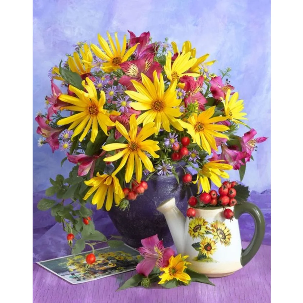 Набор для вышивки крестиком 11CT набор рукоделия холст с принтом цветов и роз