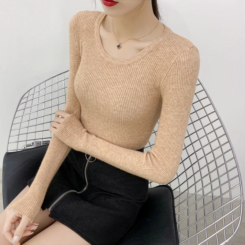 Зимняя одежда вязаные женские свитера пуловеры базовый женский джемпер на весну