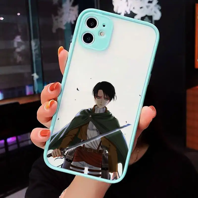 

attack on titan Phone Case matte transparent For blue iPhone 7 8 x xs xr 11 12 pro plus max mini Clear Funda