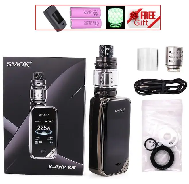 SMOK X-PRIV набор электронных сигарет 225 Вт X PRIV Box Mod с TFV12 Prince Tank 8 мл испаритель VAPE SMOK XPRIV Kit - Цвет: Gun Metal with Gift