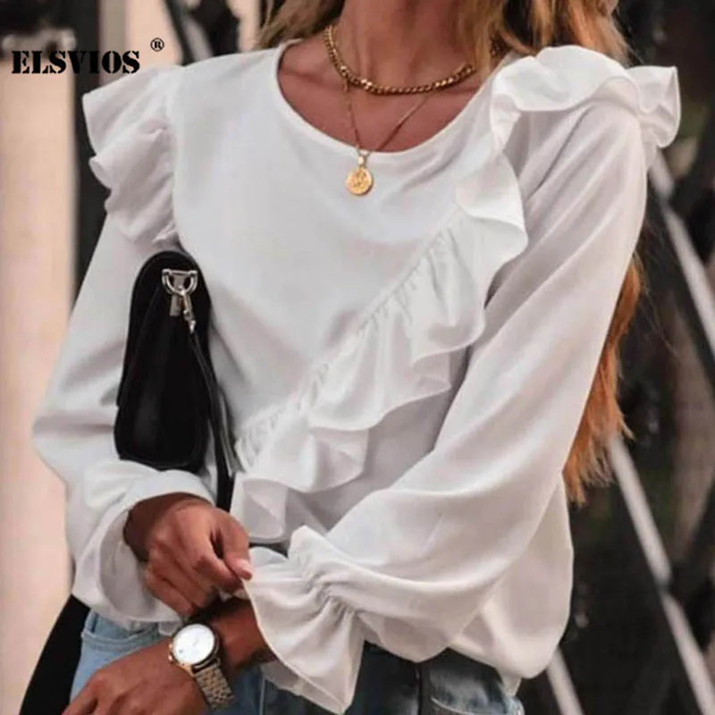 Повседневные милые однотонные футболки с длинным рукавом модный осенний пуловер