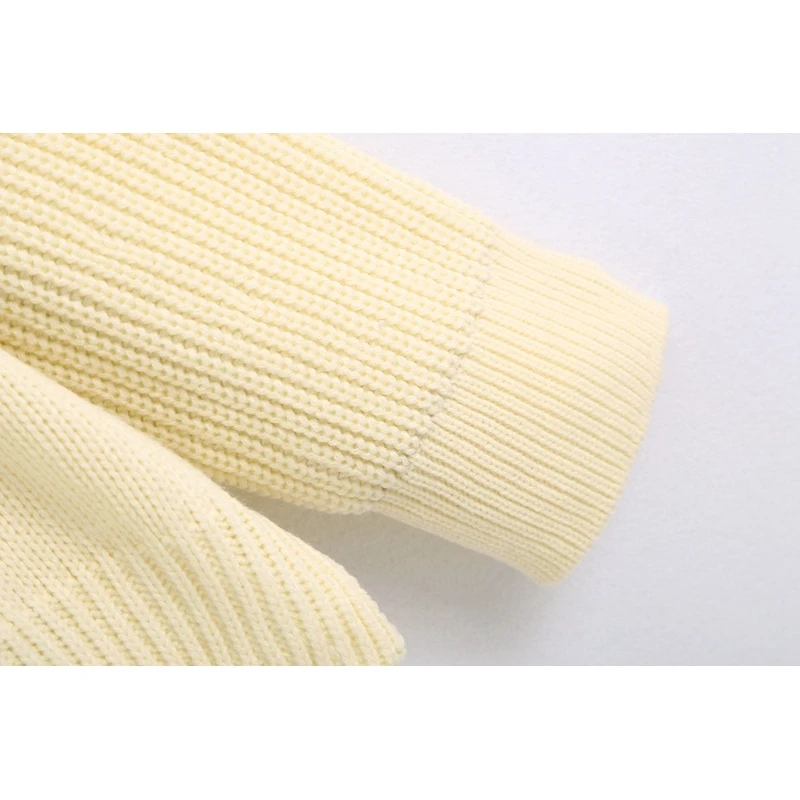 

YOSIBCD Women 2021 Fashion Cable-knit Asymmetric Loose Sweater Vintage O Long Sleeve Female Pullovers Chic Tops