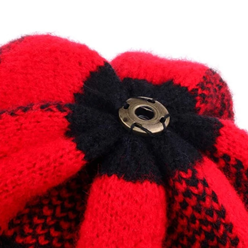 

New Winter Soft Plaid Cuff Beanie Hat Thick Chunky Warm Knit Skull Ski Cap