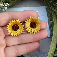 exquisite sunflower crystal teeth stud earrings for woman party collar earring accessories