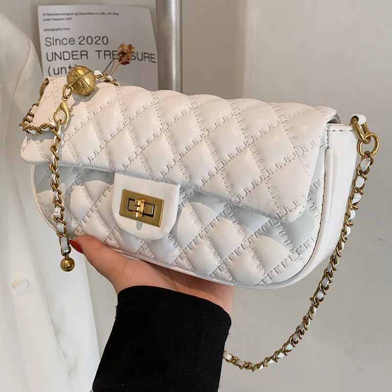 

High-quality Leather Rhombus Ladies Bag 2021 New Chain Fashion Small Square Bag Small Fresh Summer One-shoulder Messenger Bag
