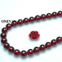 onevan natural 3a red garnet stone 3 5mm smooth round loose beads bracelet necklace jewelry making diy design accessories gift