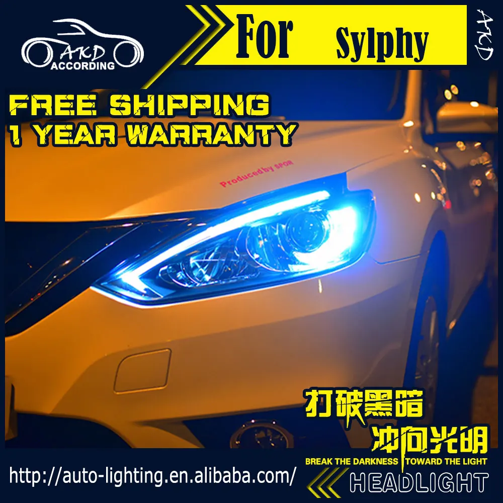 AKD автостайлинг фары для Nissan Sylphy 2016 Sentra Almera светодиодный ные D2H Hid опция ангельский