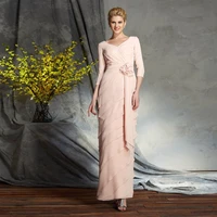 chiffon groom mother dresses for woman with 34 sleeves tiered ankle length plus size wedding party guest gown robe de mariee