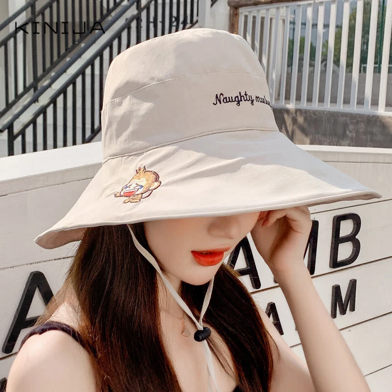 Новинка высокое качество милая вышитая Кепка в рыбацком стиле Женская весенне