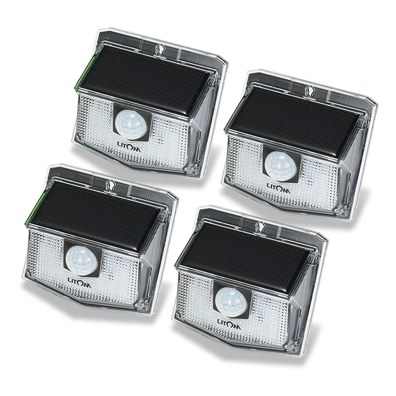 4PCS Solar Light 2/4 шт. Litom 60 светодиодов солнечный светильник IPX7 водонепроницаемый Солнечный садовый светильник PIR датчик движения открытый настенный светильник для украшения сада - Испускаемый цвет: 4PCS Solar Light