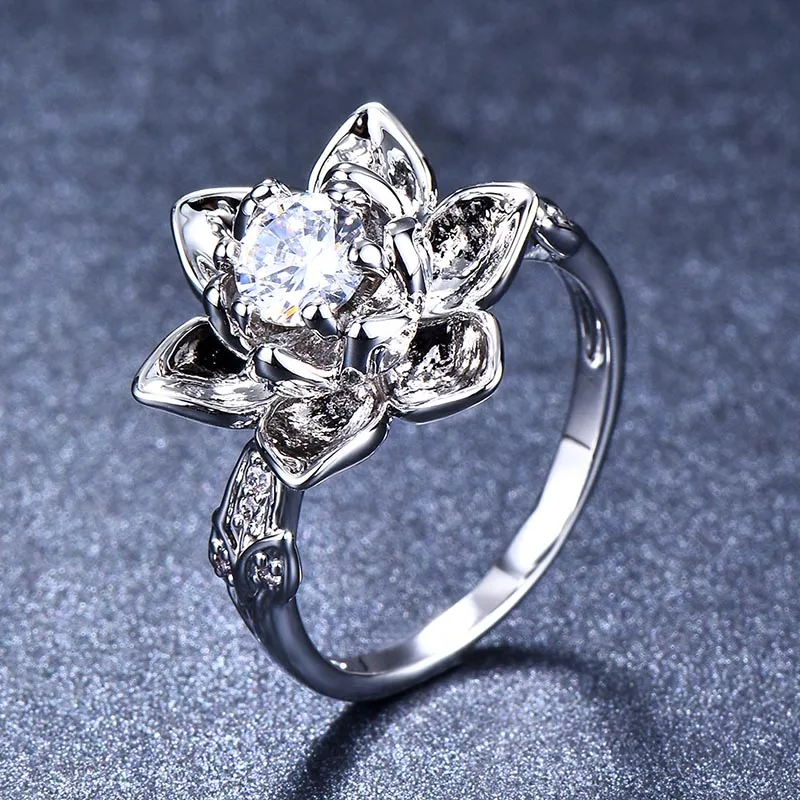 Женское кольцо с цветком лотоса Bague Ringen ювелирное изделие из серебра 925 пробы