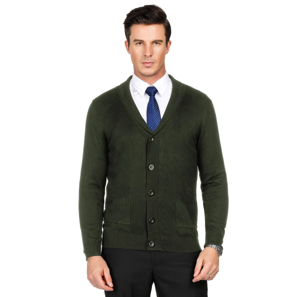 PJ Мужской длинный рукав шаль воротник пуговица планка трикотаж вязаный кардиган